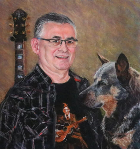 Bluesliefhebber Gerrit met Deakin, zijn Australian Cattledog reu